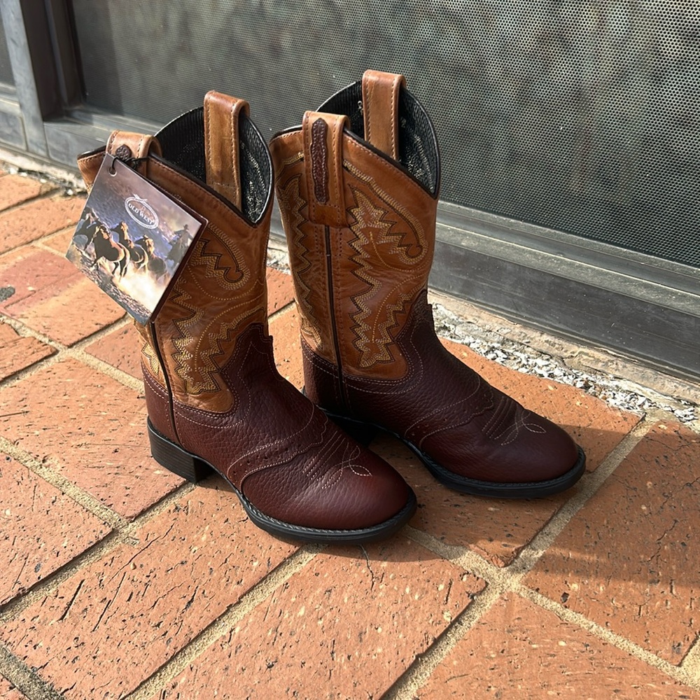 Boy's Old West Chocolate Brown Round Toe